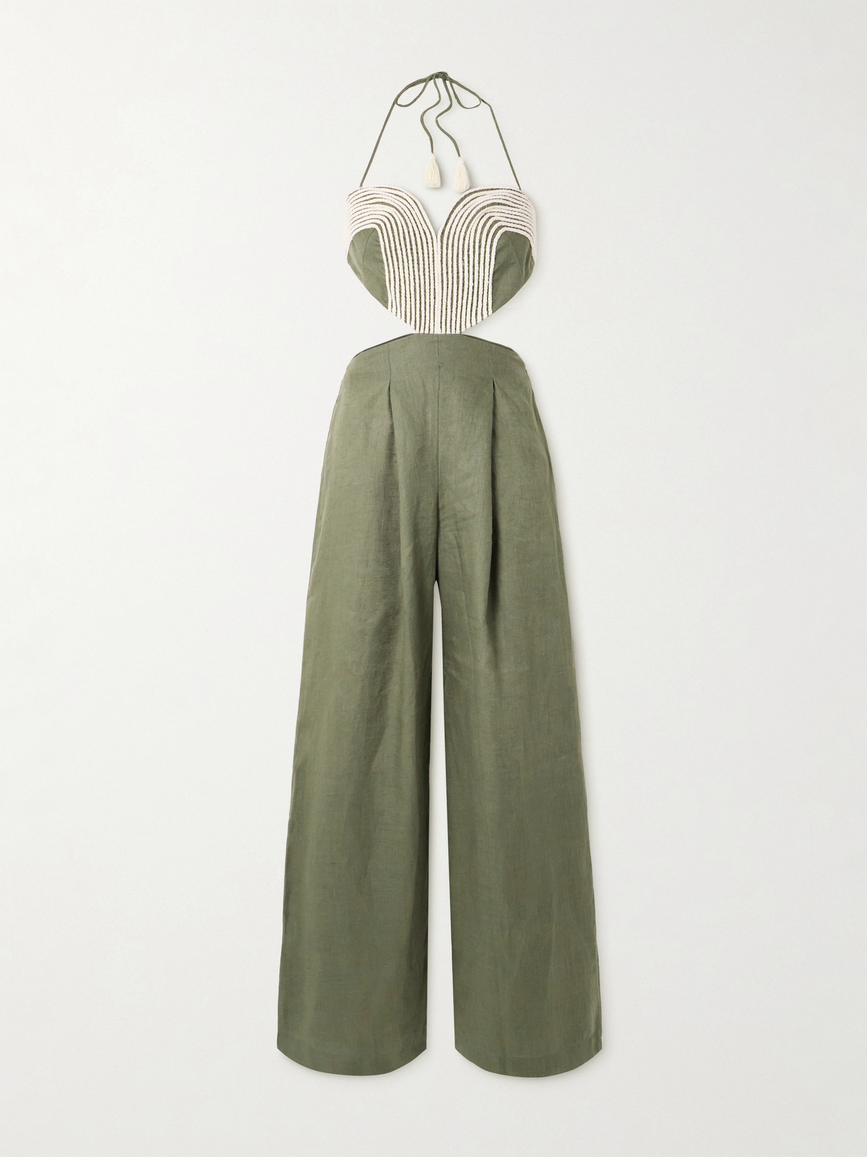 Andres Otalora Zinnia Cutout Embroidered Linen Jumpsuit