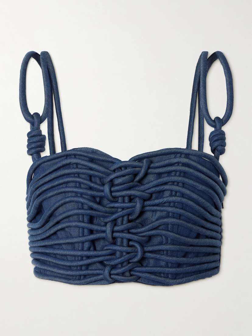 ANDRES OTALORA Redes Cropped Corded Chambray Top
