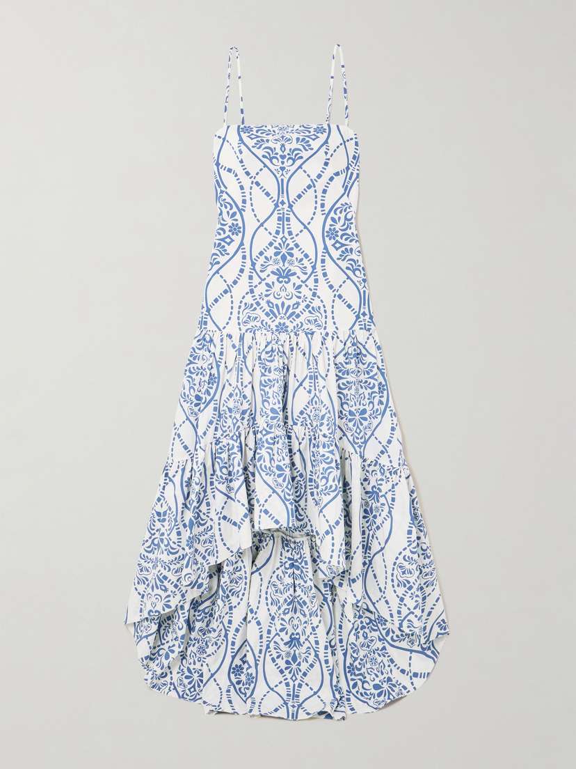 ANDRES OTALORA Joyah Colonial Printed Tiered Asymmetric Maxi Dress