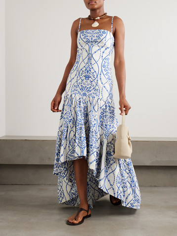 Andres Otalora Joyah Colonial printed tiered asymmetric maxi dress