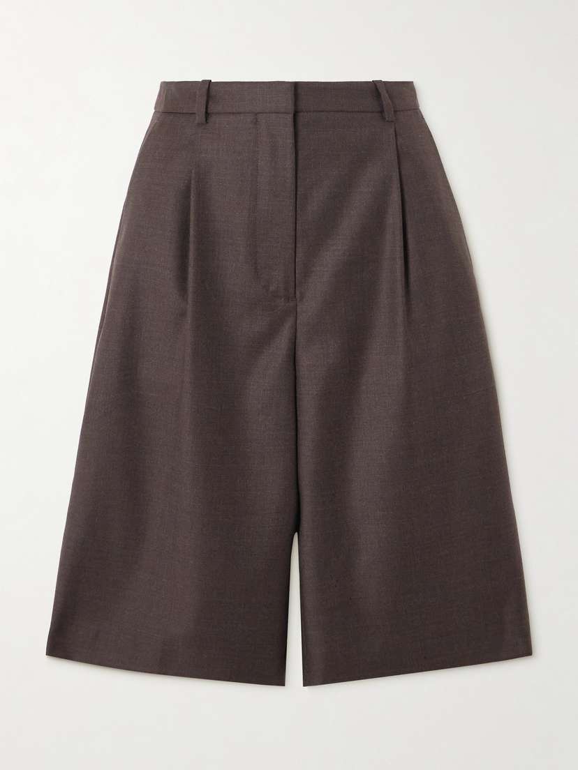 Loulou de Saison Adler Pleated Wool-twill Shorts