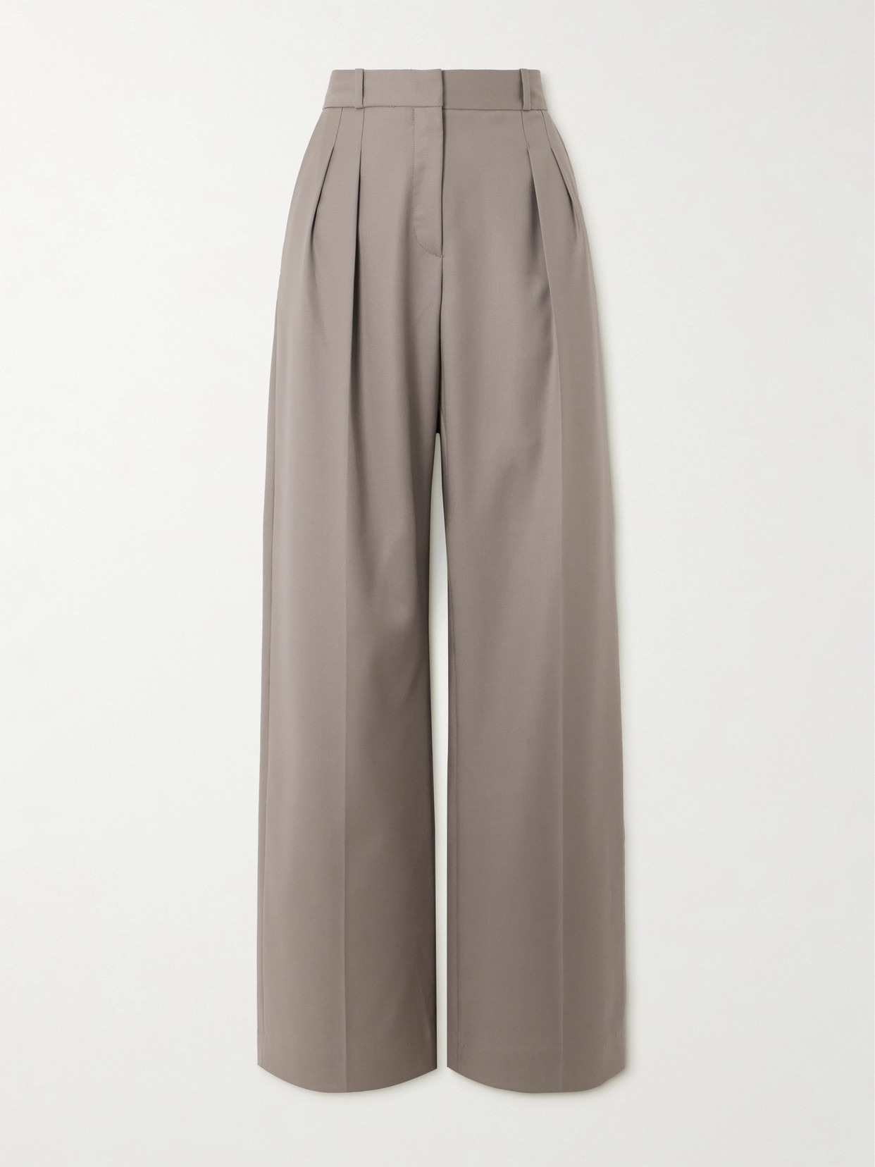 Loulou De Saison Sbiru Pleated Wool-twill Straight-leg Pants In Neutral