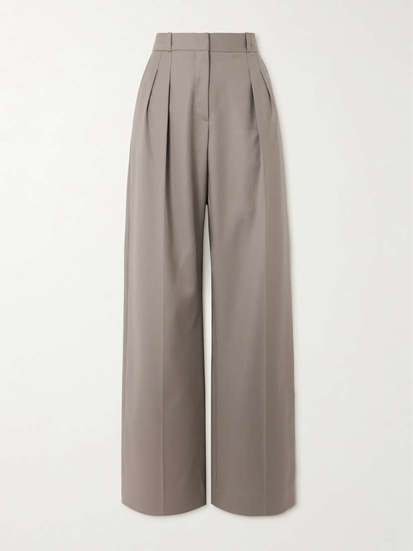 Loulou de Saison Sbiru Pleated Wool-twill Straight-leg Pants
