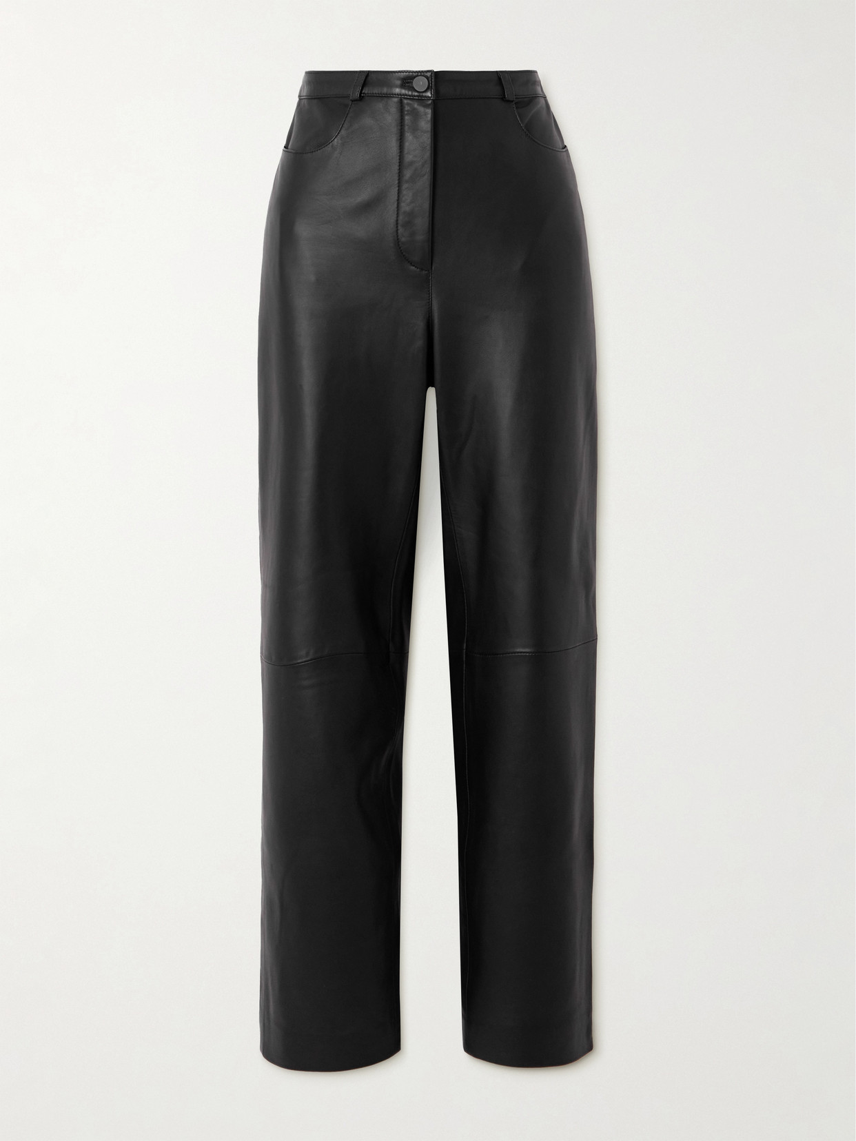Loulou De Saison Cobe Paneled Leather Straight-leg Pants In Black