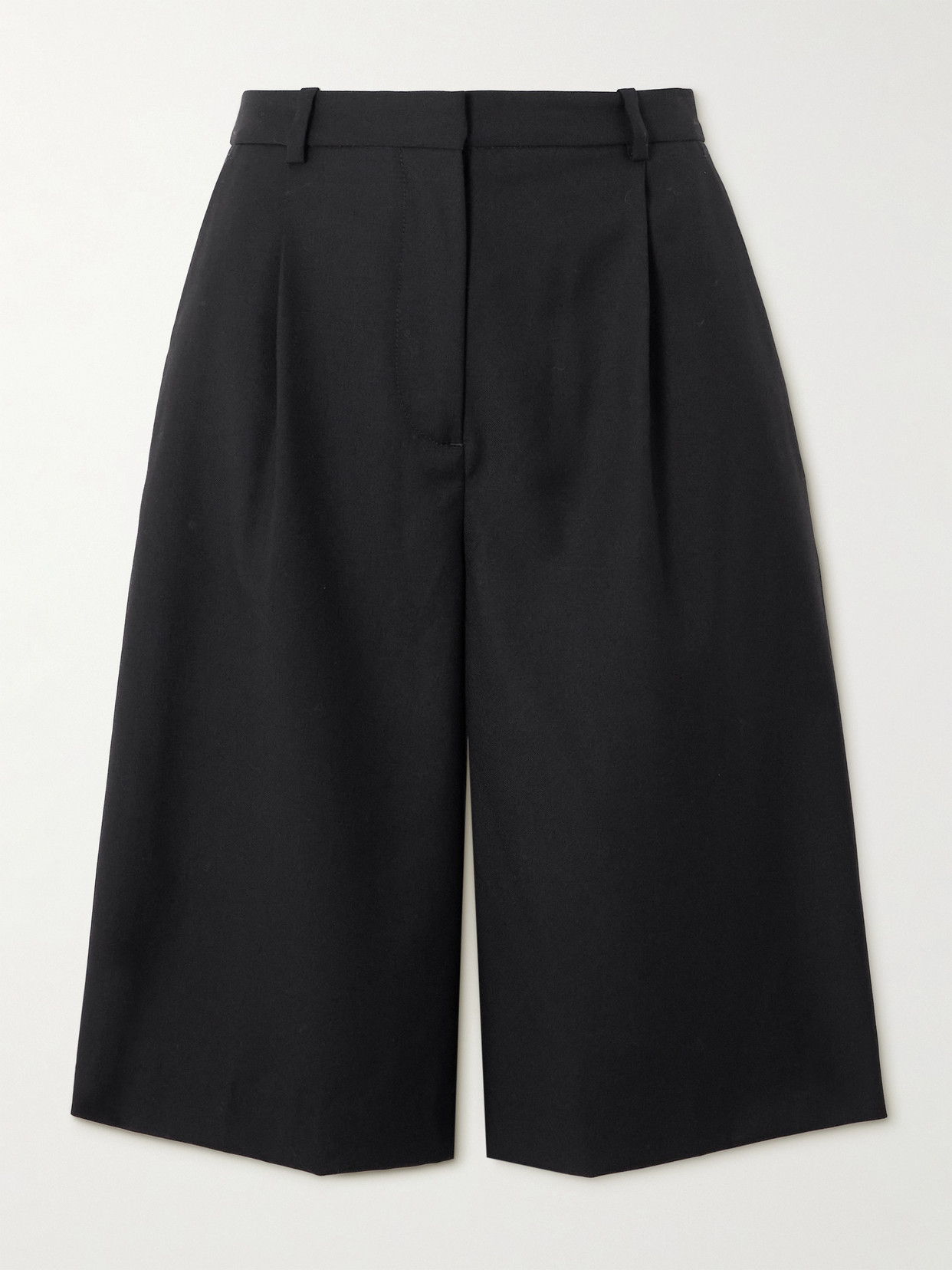 Loulou De Saison Adler Pleated Wool-twill Shorts In Black