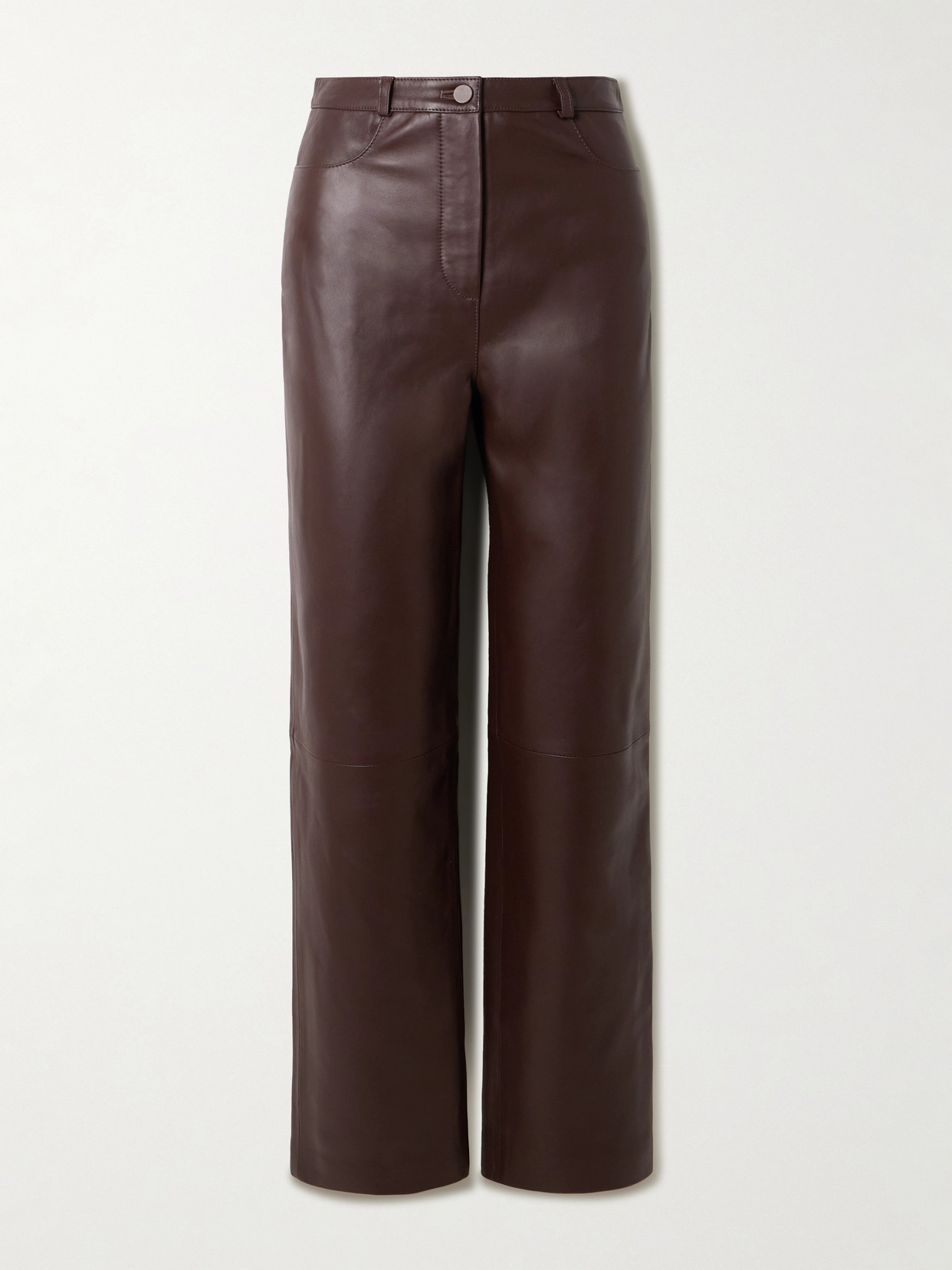Loulou De Saison Cobe Paneled Leather Straight-leg Pants In Brown