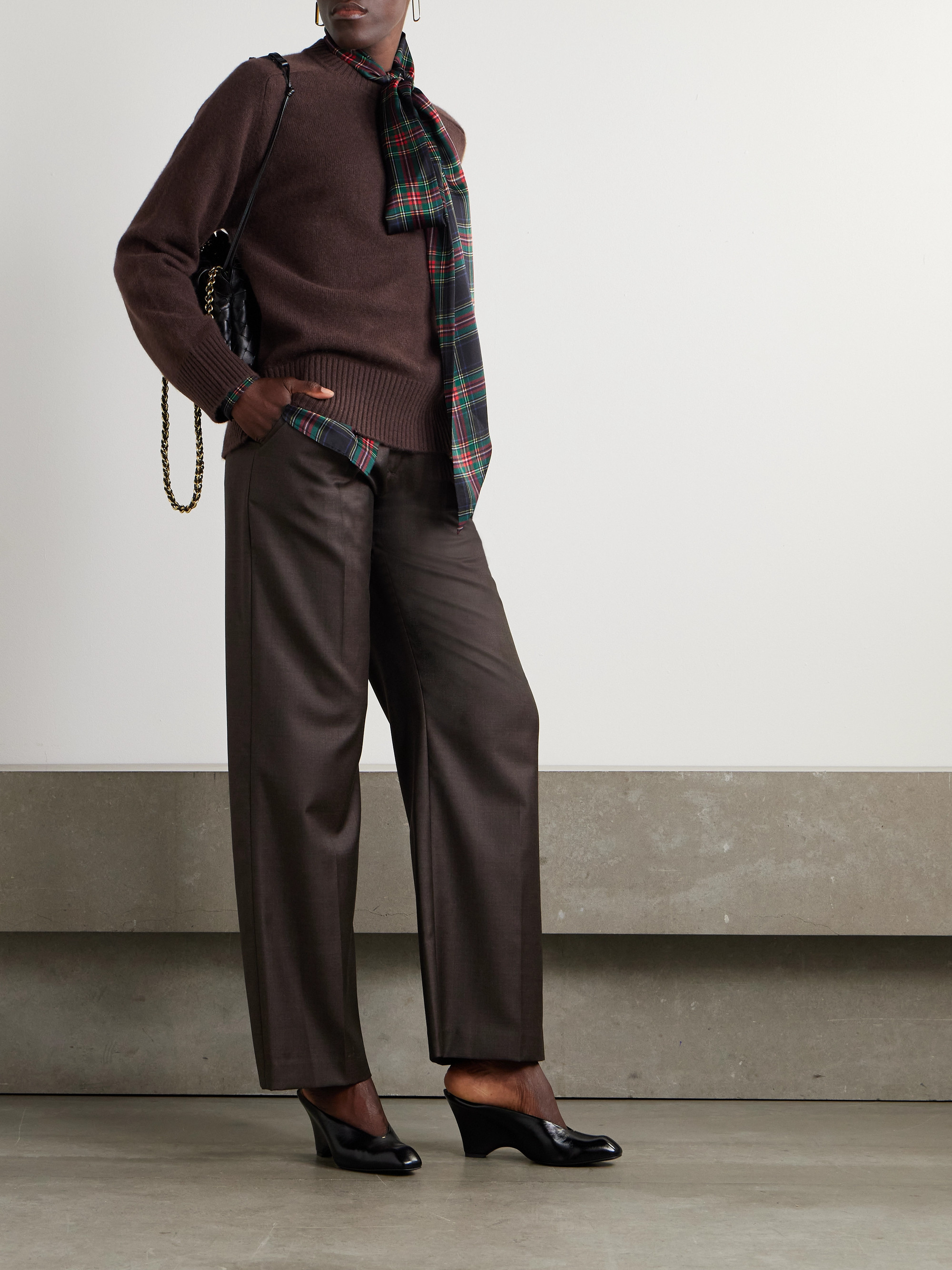 LOULOU DE SAISON Sbiru pleated wool-twill straight-leg pants thumbnail