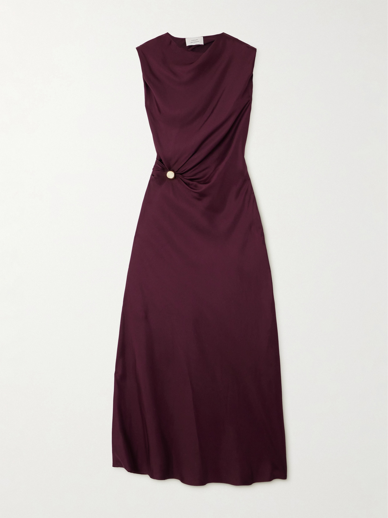 Loulou De Saison Roan Draped Silk-twill Maxi Dress In Red