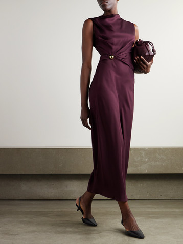 LOULOU DE SAISON Roan draped silk-twill maxi dress