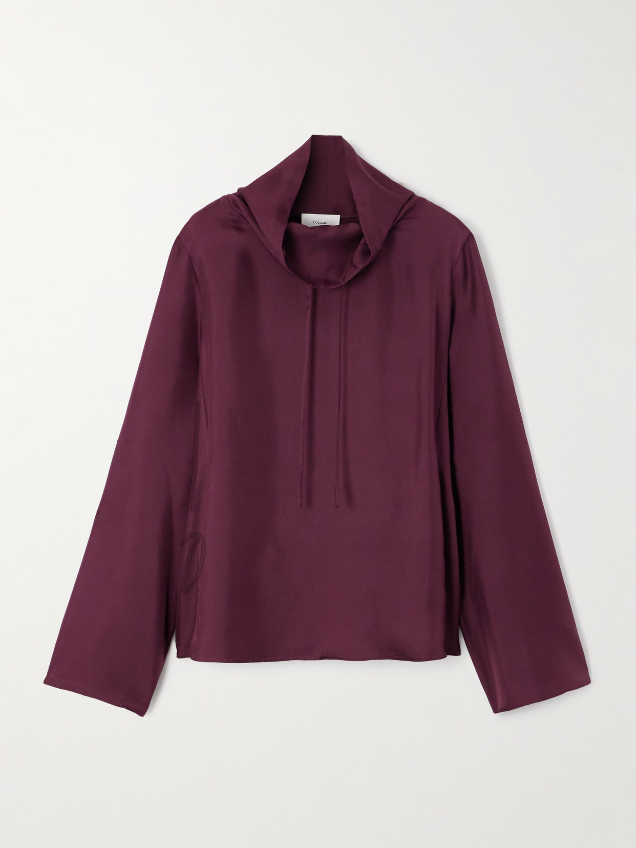 Loulou De Saison Cyna Silk-twill Turtleneck Blouse In Purple