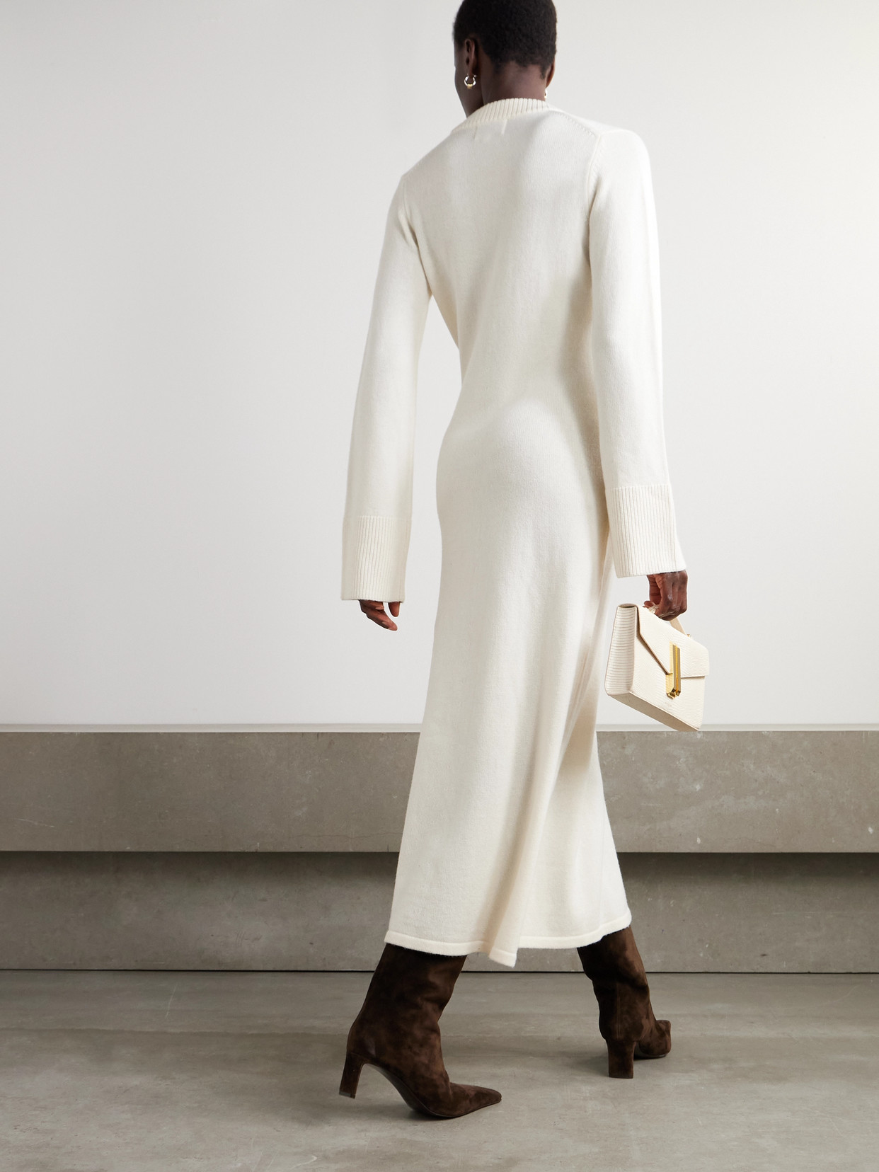Loulou De Saison Ari Wool And Cashmere-blend Maxi Dress In White