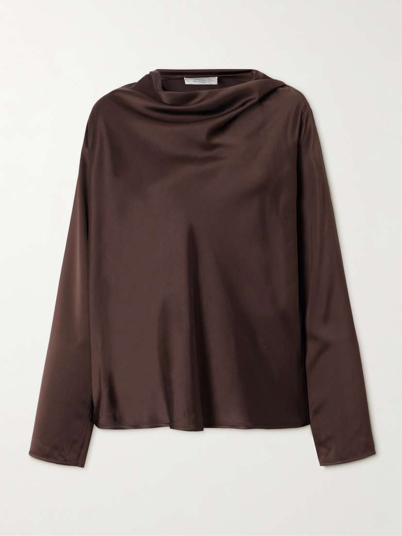 Loulou de Saison Riddy Oversized Draped Satin Blouse