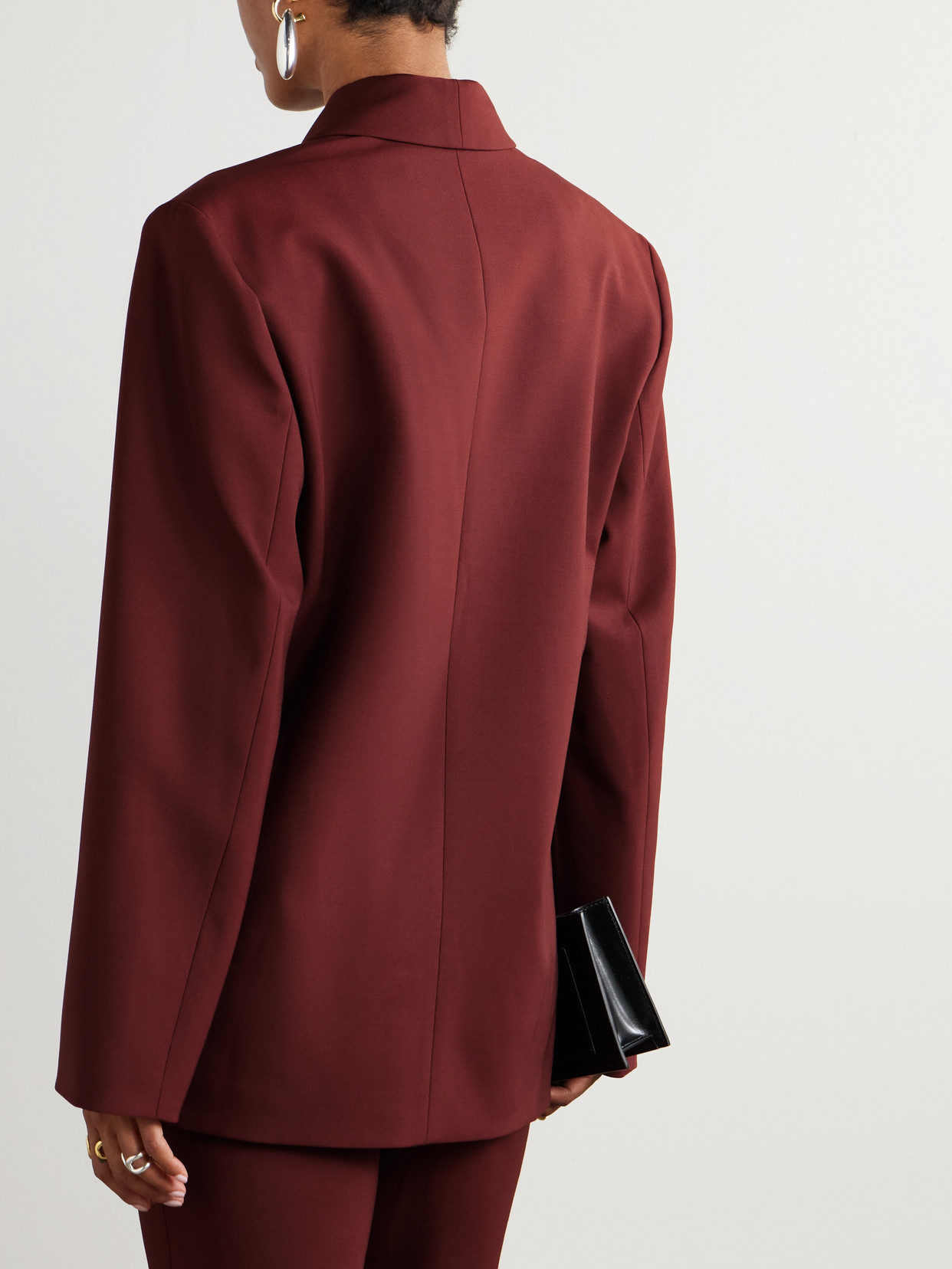 Loulou De Saison Sancia Wool-blend Blazer In Burgundy