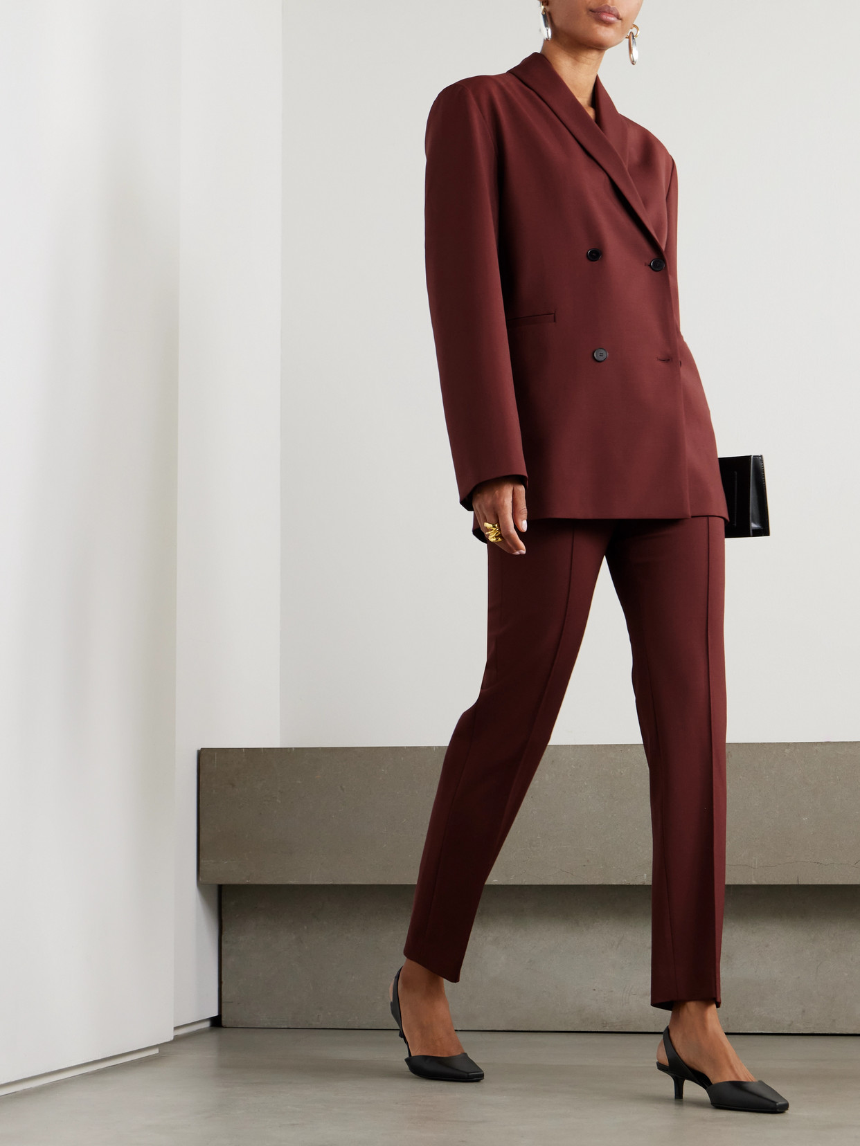 Loulou De Saison Sancia Wool-blend Blazer In Burgundy