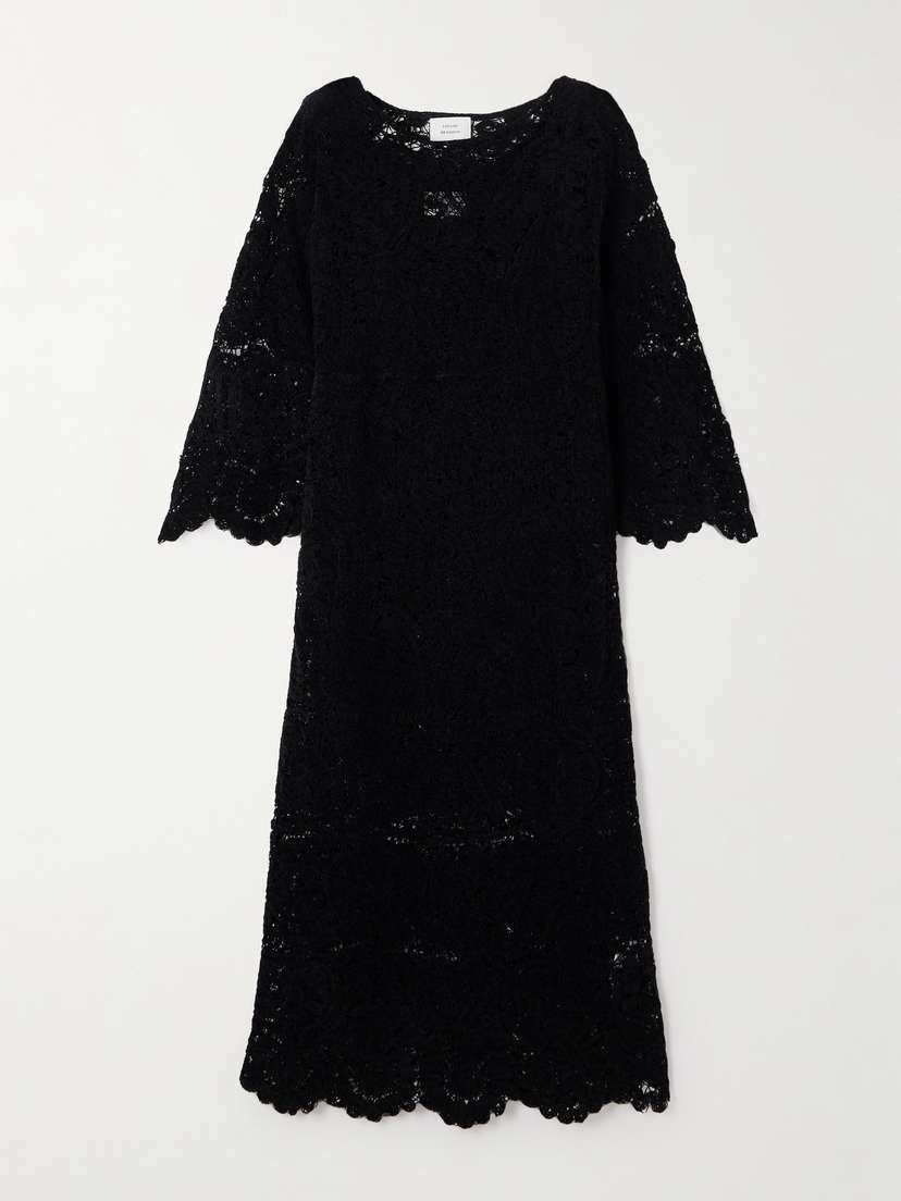 Loulou de Saison Ciko Crocheted Silk Maxi Dress