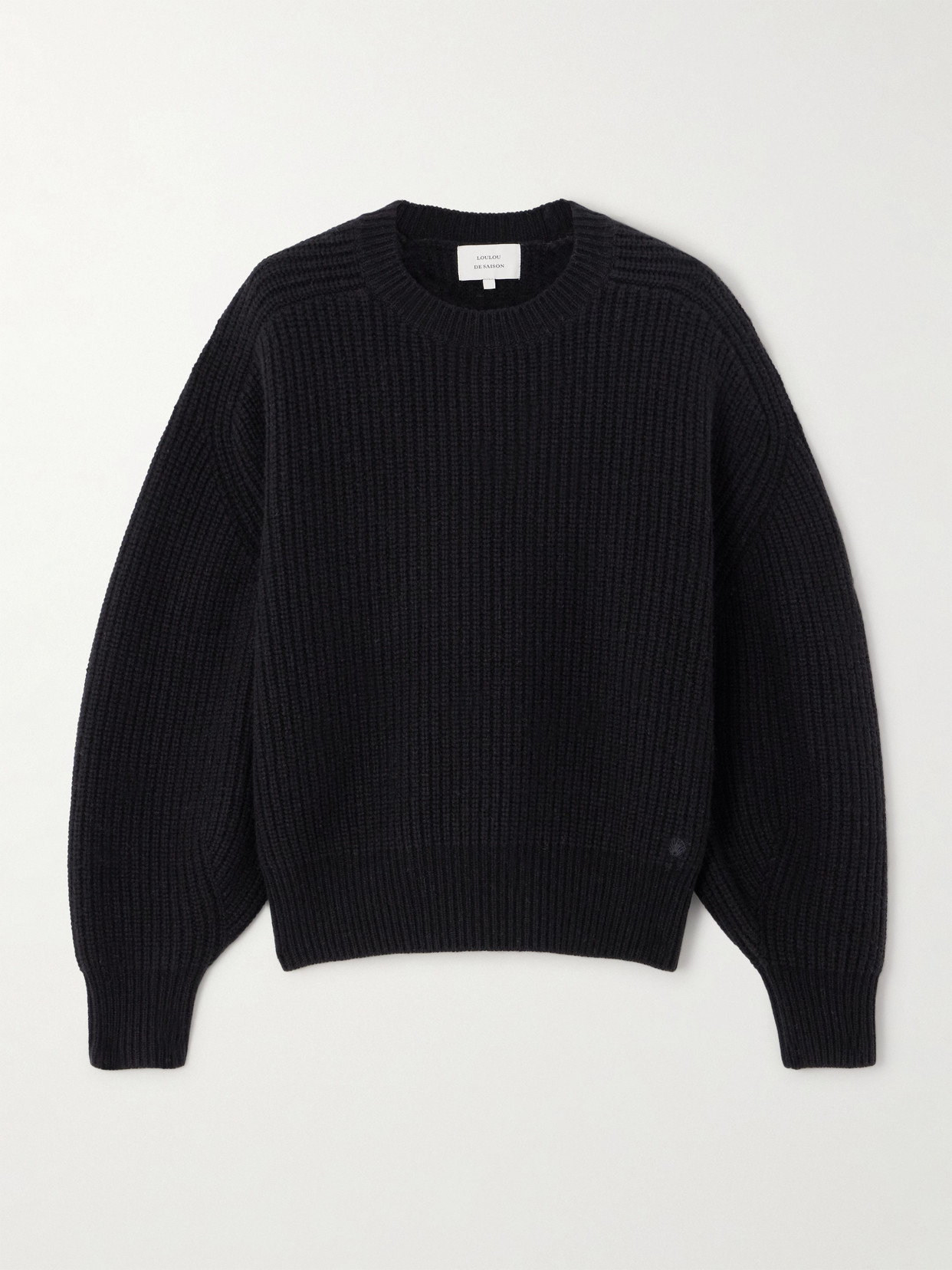 Loulou De Saison Nauru Ribbed Cashmere Sweater In Black
