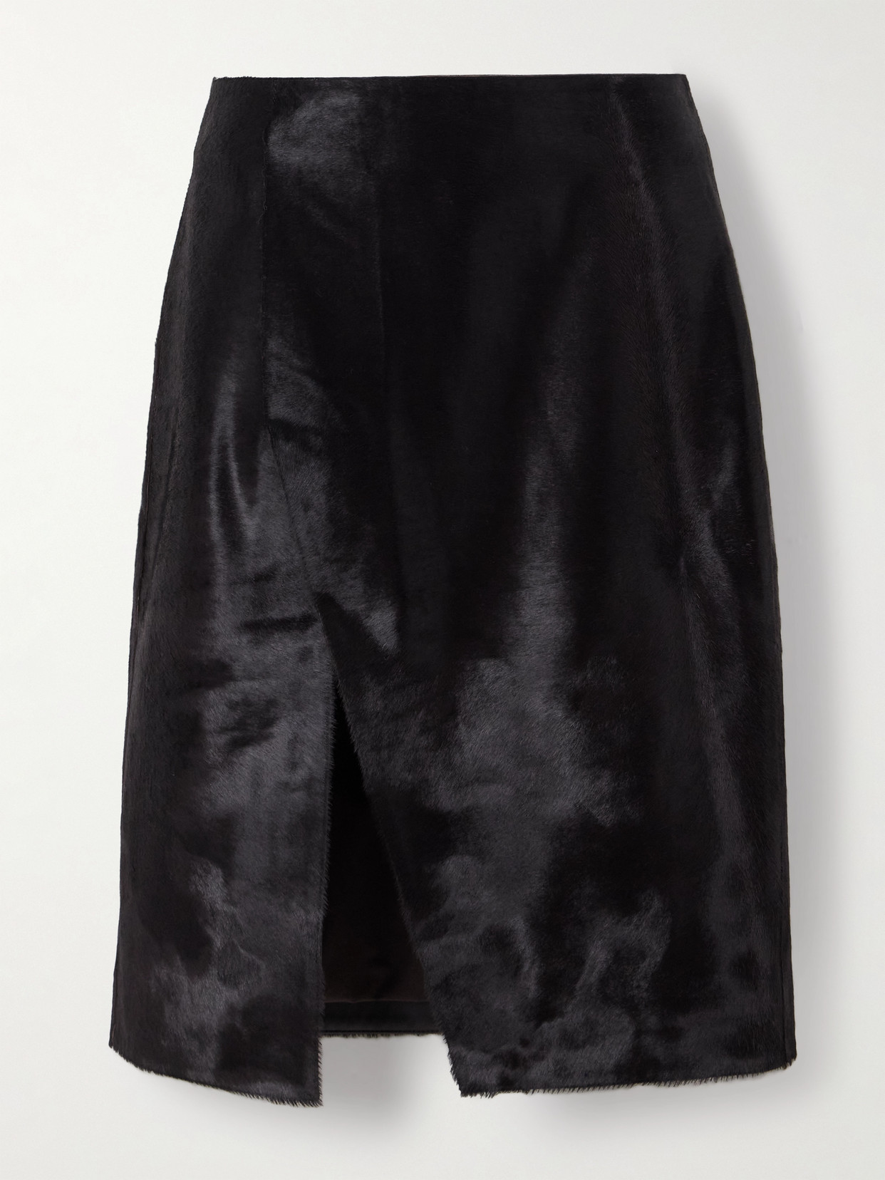 Loulou De Saison Myra Wrap-effect Calf Hair Midi Skirt In Brown