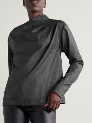 LOULOU DE SAISON Mauris asymmetric pleated draped wool top