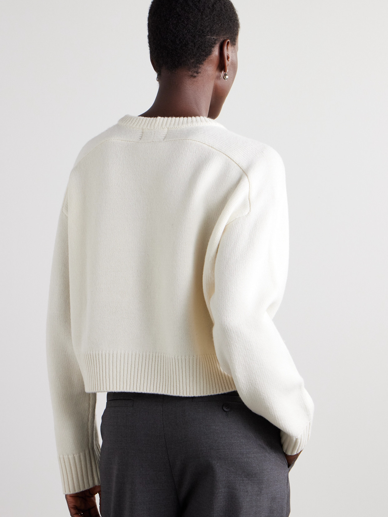 Loulou De Saison Bruzzi Cropped Wool And Cashmere-blend Sweater In Neutral