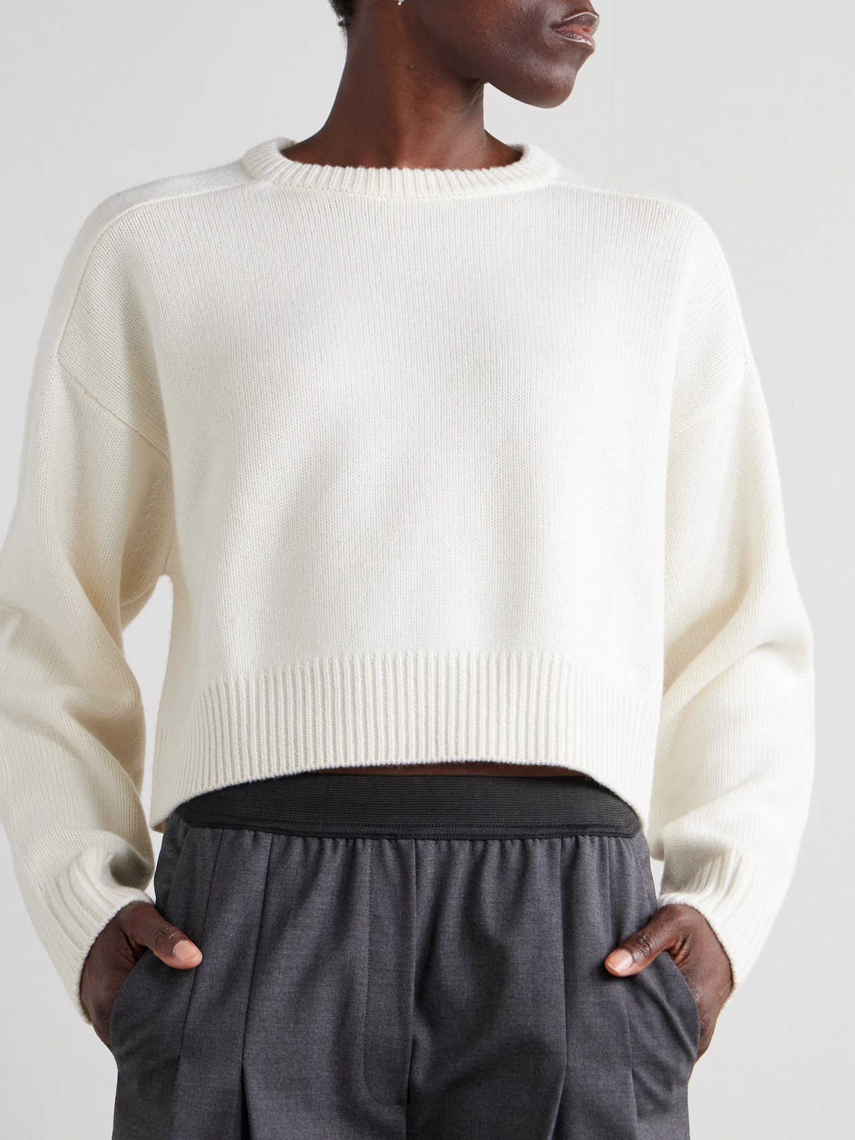 Loulou De Saison Bruzzi Cropped Wool And Cashmere-blend Sweater In Neutral