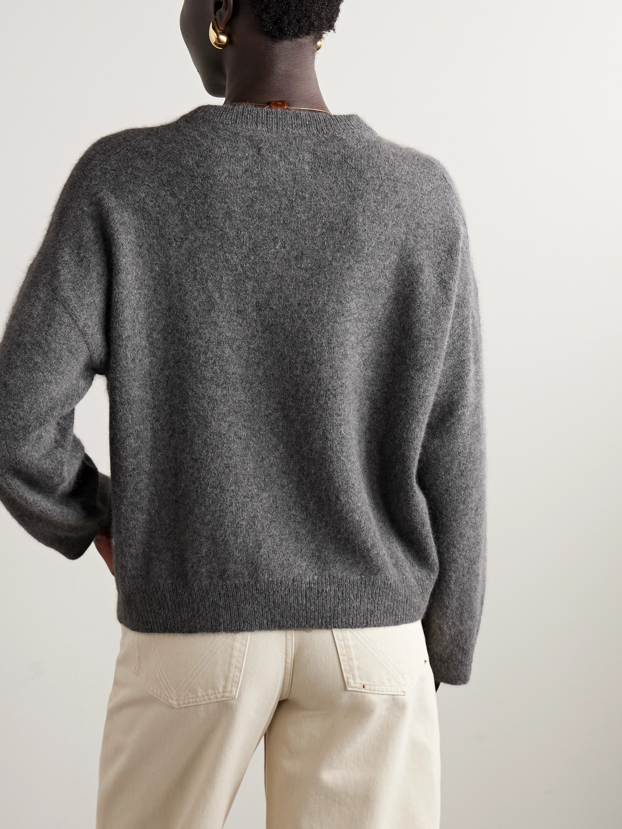 Loulou De Saison Tristan Mercerised-wool Blend Sweater In Gray