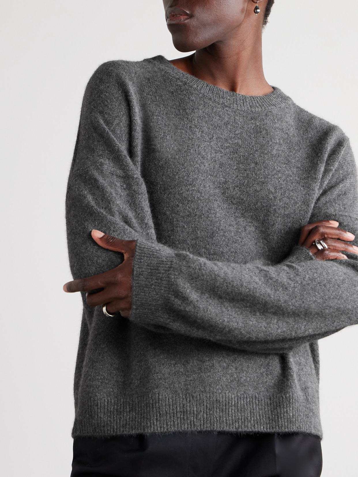Loulou De Saison Tristan Mercerised-wool Blend Sweater In Gray