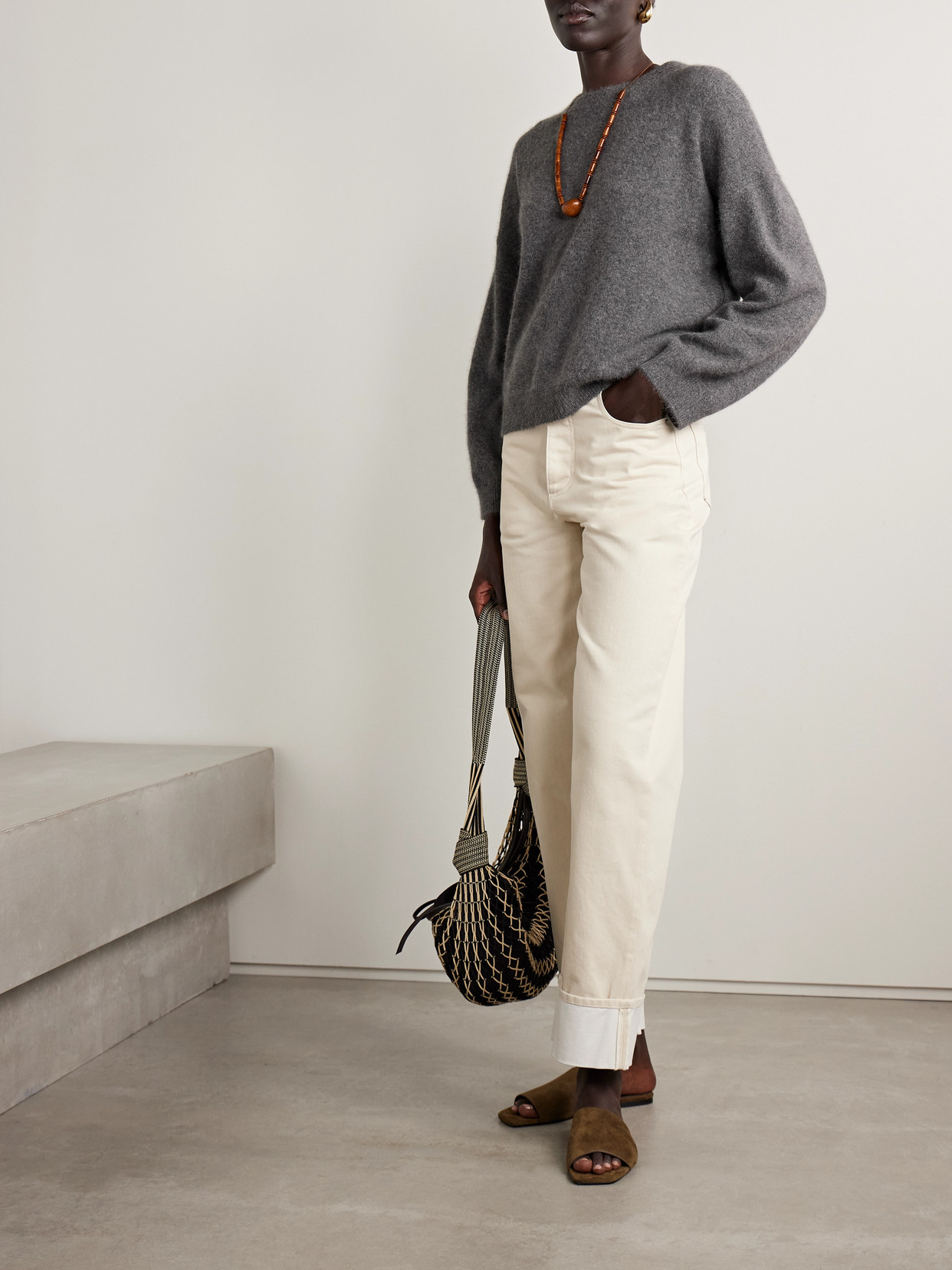 Loulou De Saison Tristan Mercerised-wool Blend Sweater In Gray