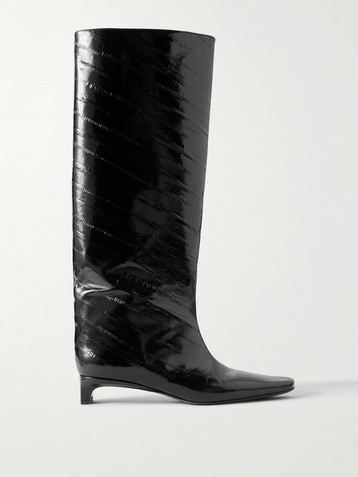 LOULOU DE SAISON Joan eel-effect patent leather knee boots