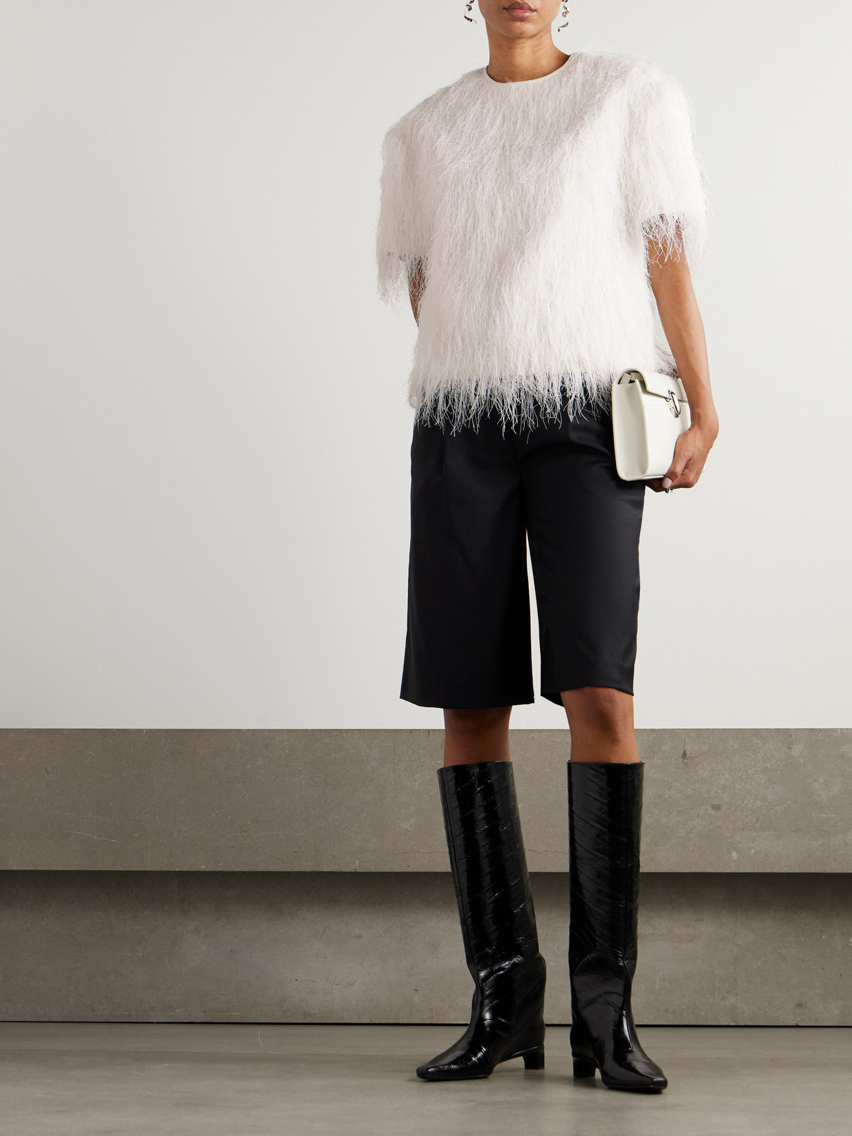 Loulou De Saison Zaro Short Sleeve Fringe Top In White