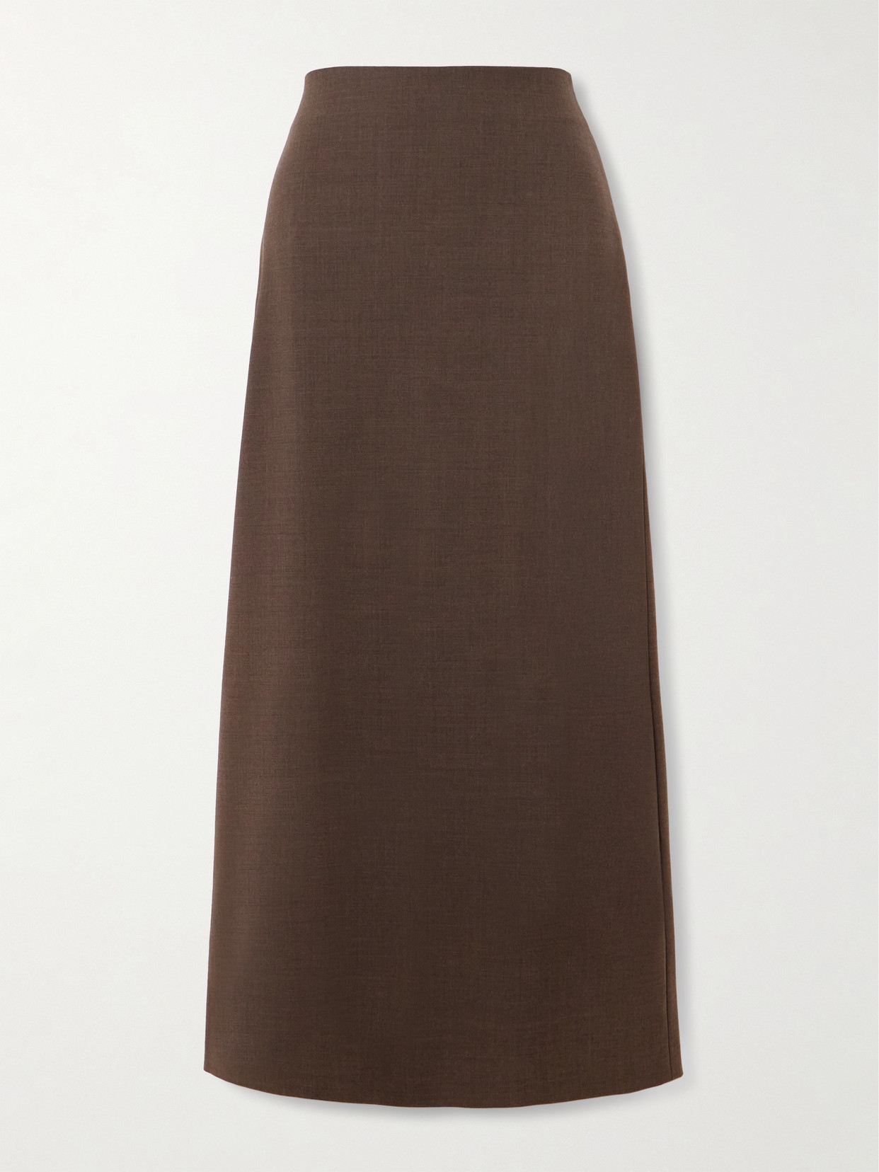 Loulou De Saison Samos Wool-blend Twill Midi Skirt In Brown