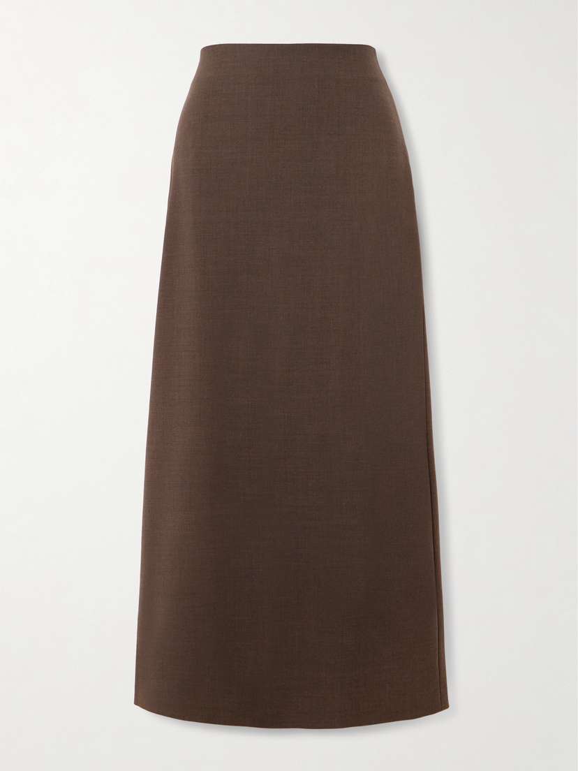 Loulou de Saison Samos Wool-blend Twill Midi Skirt