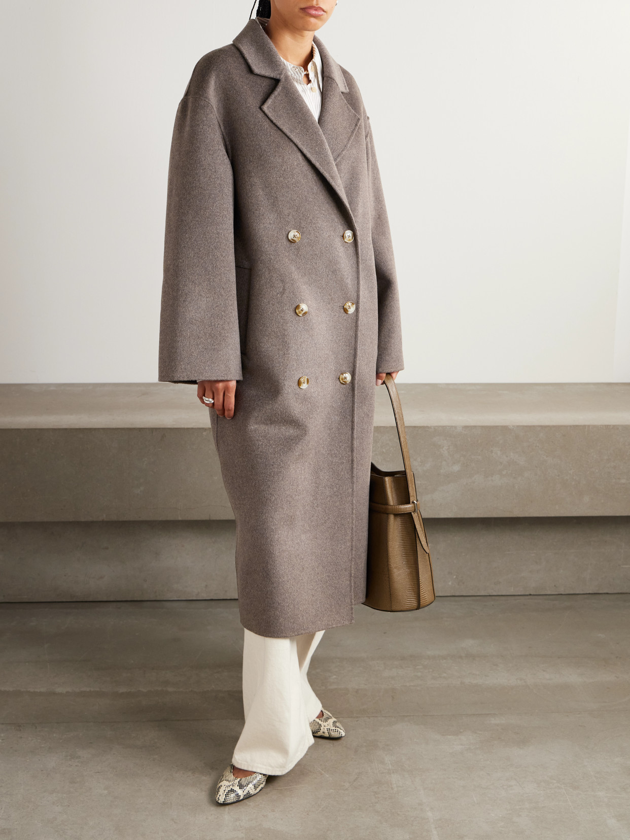 Loulou De Saison Borneo Oversized Double-breasted Wool And Cashmere-blend Coat In Multi