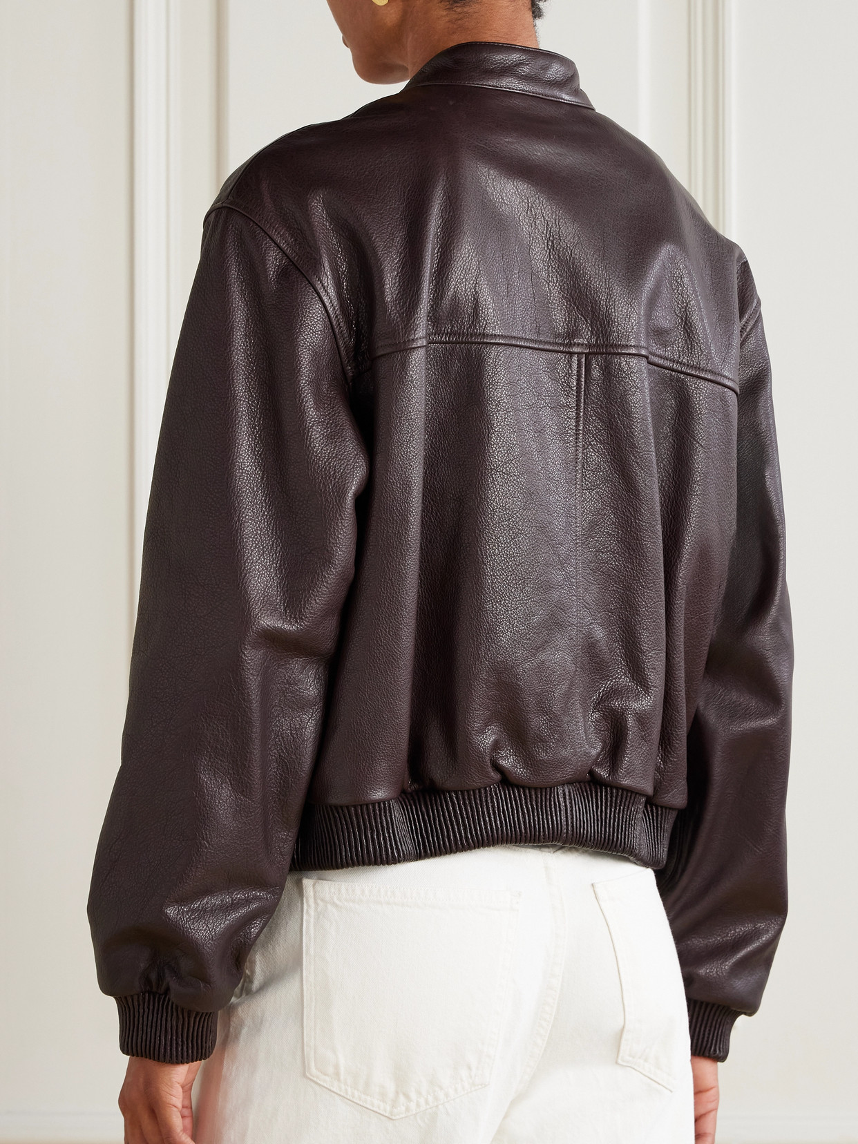Loulou De Saison Marlow Textured-leather Jacket In Black