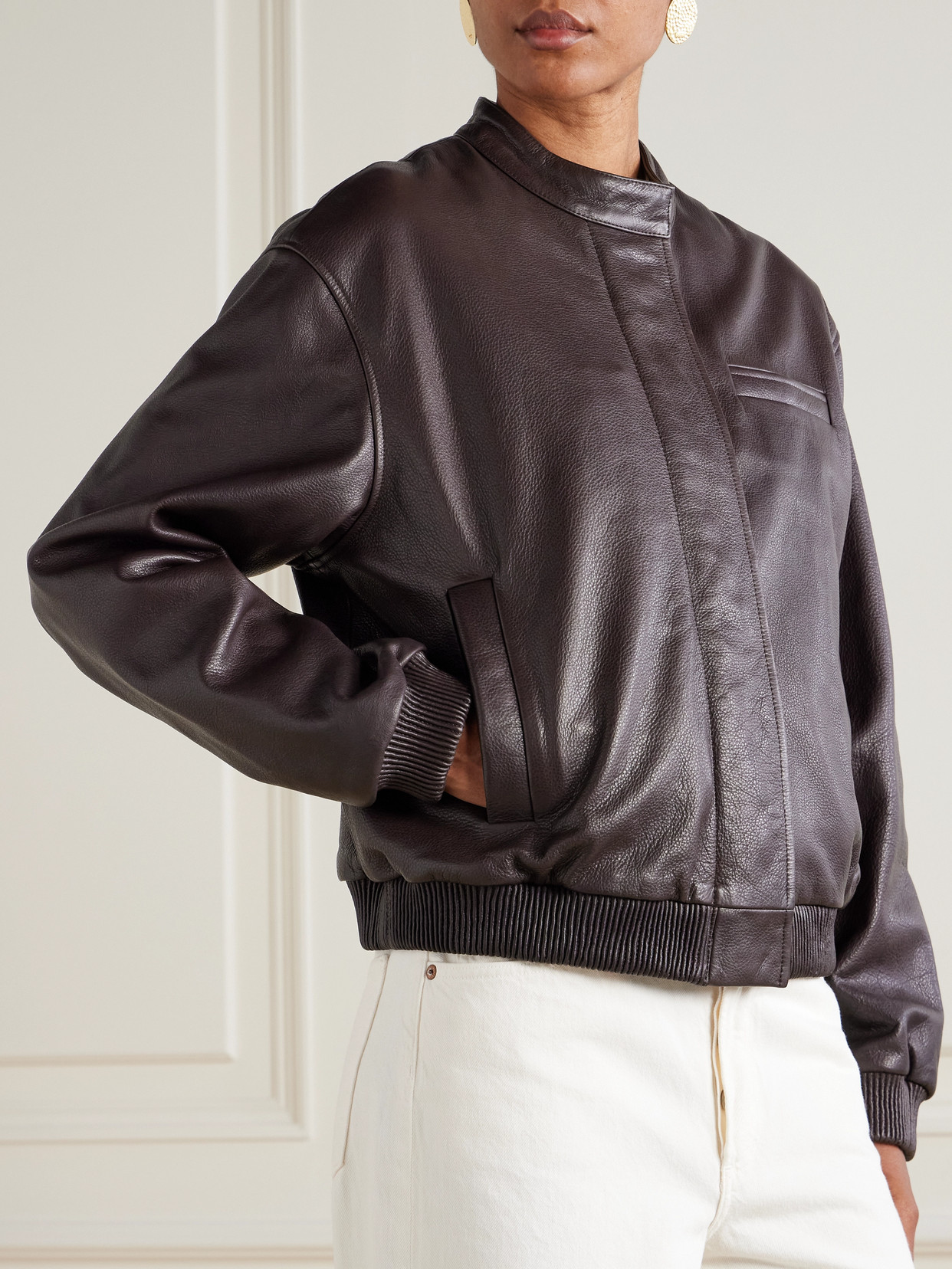 Loulou De Saison Marlow Textured-leather Jacket In Black