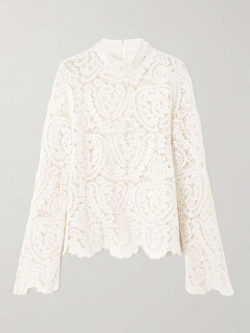 Loulou de Saison Wade Crocheted Silk Top