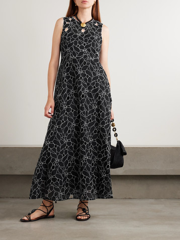 Ulla Johnson Kiana cutout embroidered cotton-organdy midi dress