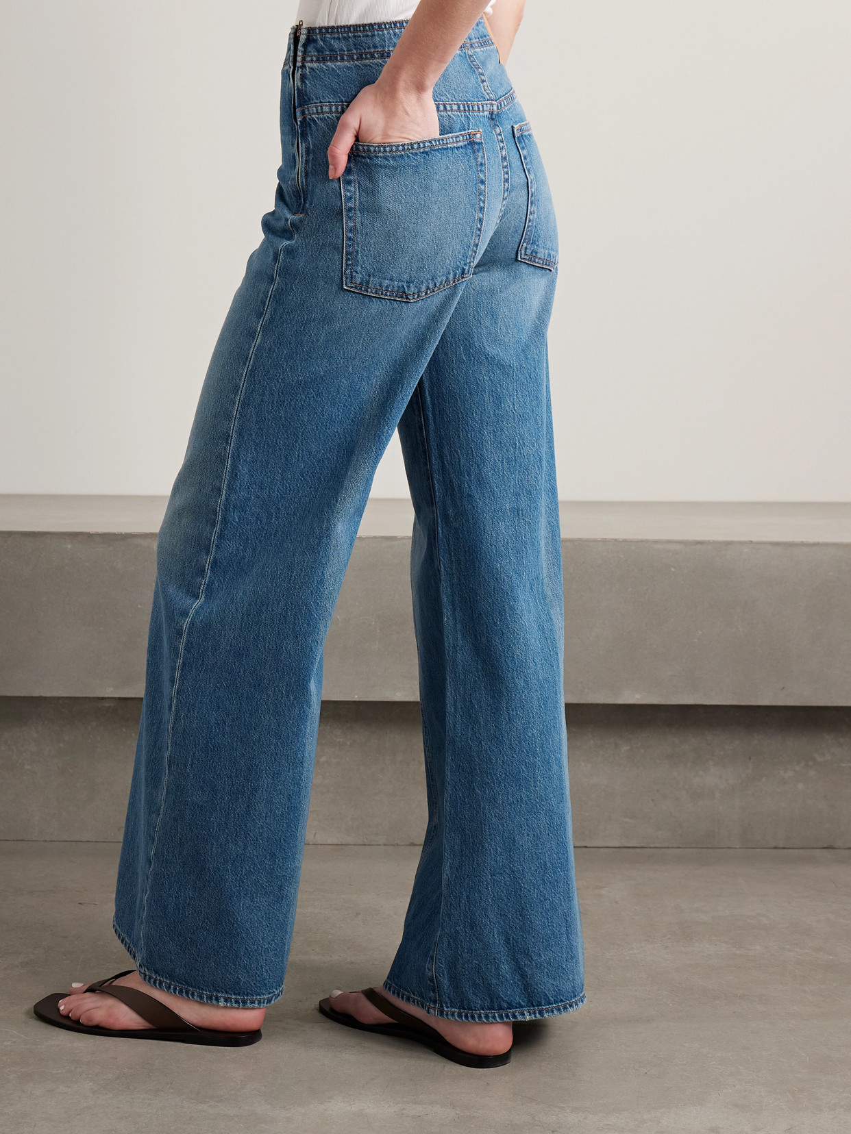 Ulla Johnson The Bianca Paneled High-rise Wide-leg Jeans In Blue