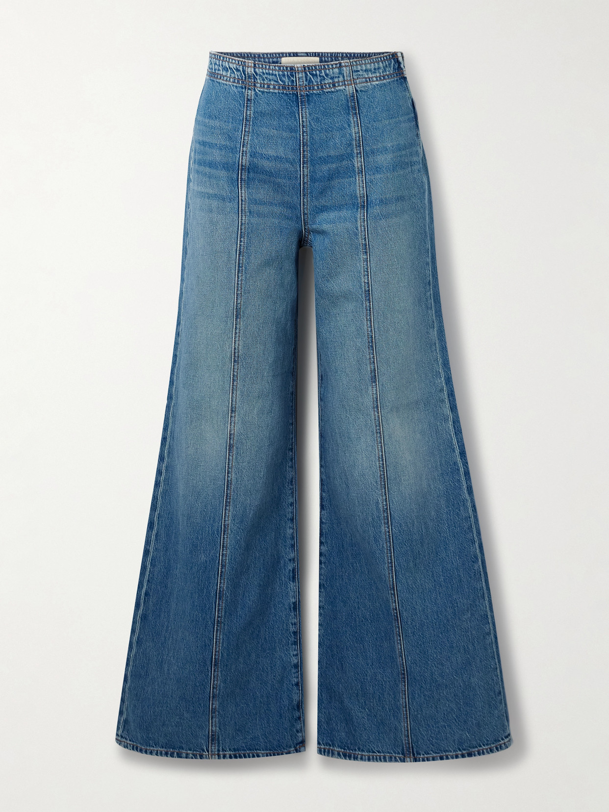 Ulla Johnson The Bianca Paneled High-rise Wide-leg Jeans In Blue