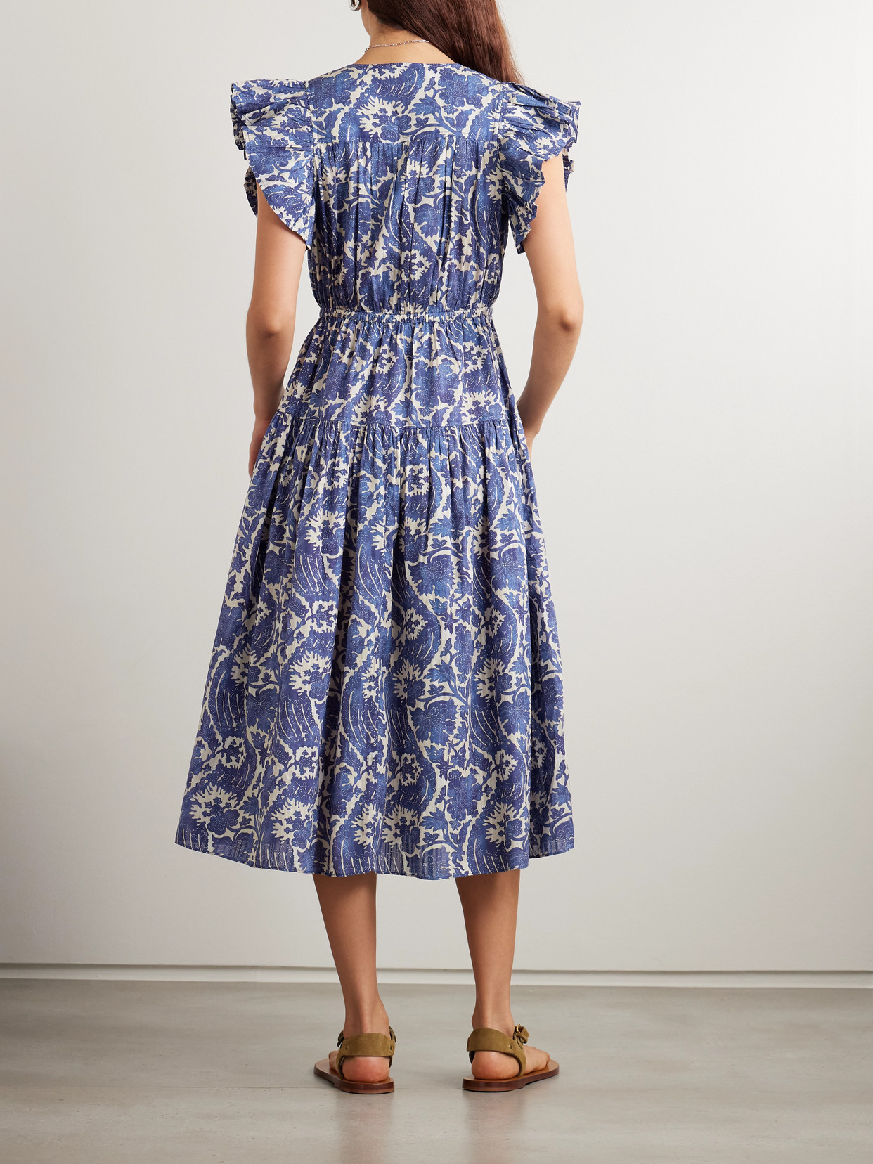 Ulla Johnson Kairi Ruffled Tiered Floral-print Cotton-blend Midi Dress