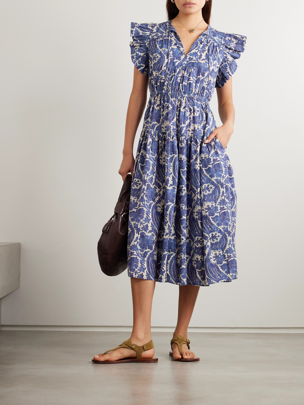 Ulla Johnson Kairi Ruffled Tiered Floral-print Cotton-blend Midi Dress