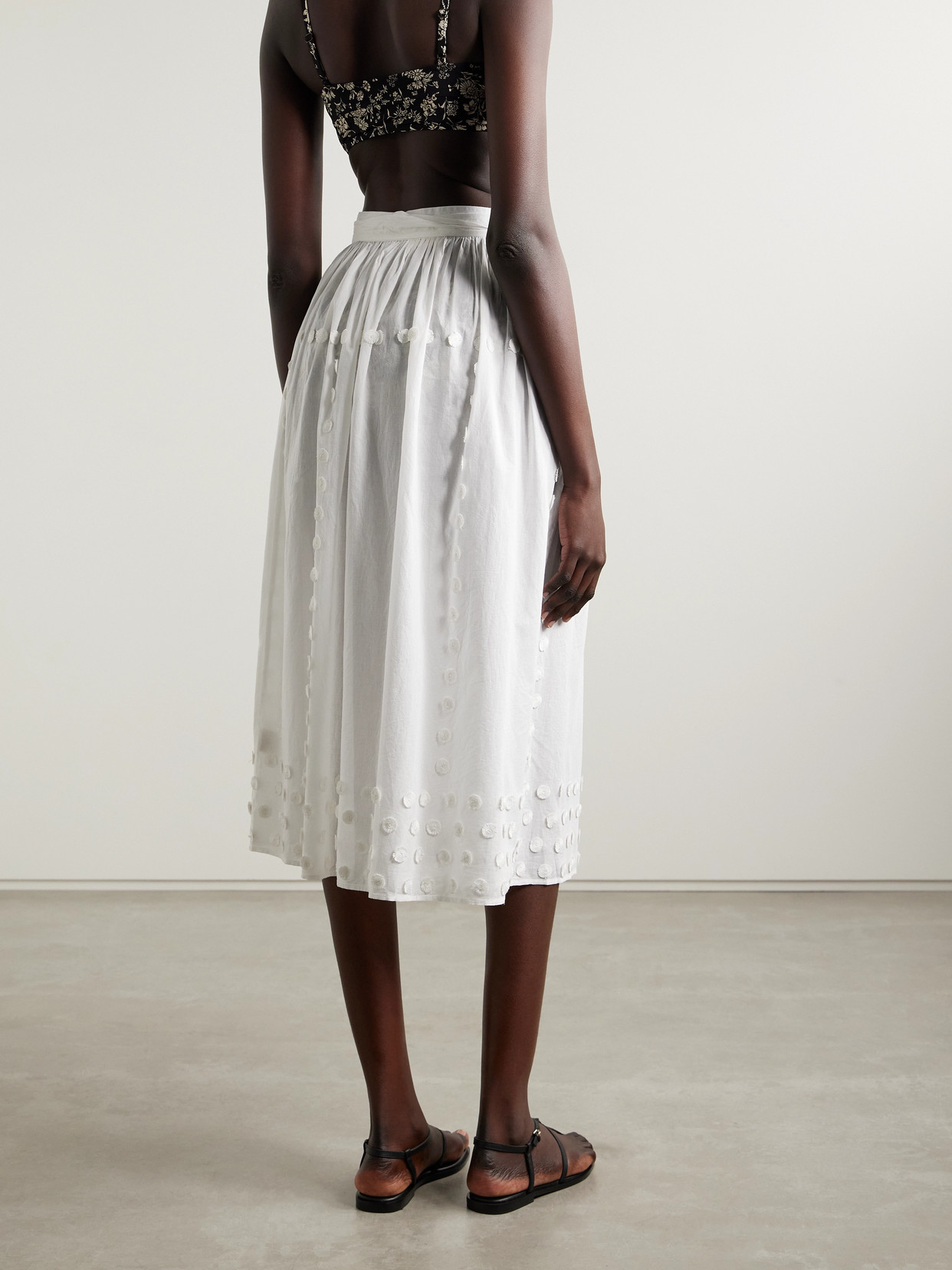 Ulla Johnson Kyla Appliquéd Cotton-voile Pareo In White
