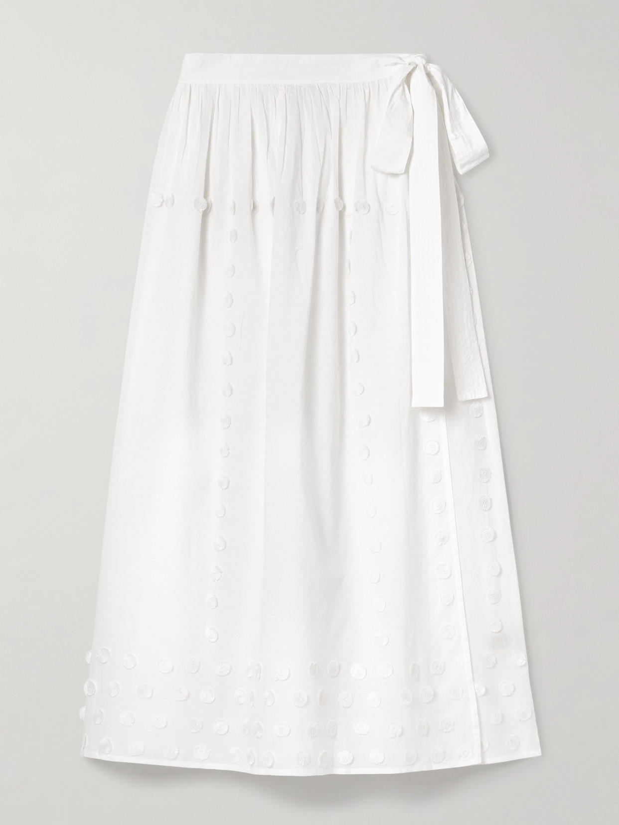 Ulla Johnson Kyla Appliquéd Cotton-voile Pareo In White