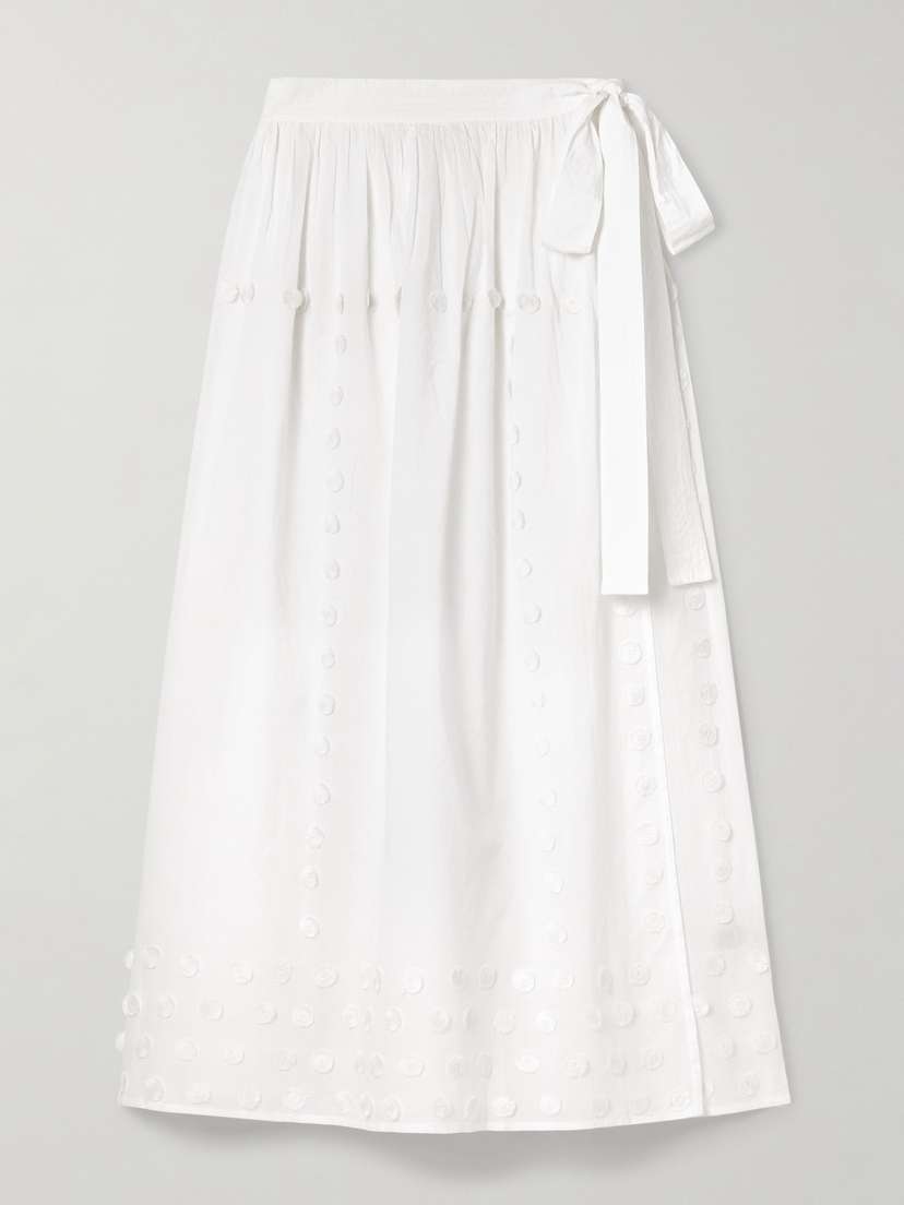 Ulla Johnson Kyla Appliquéd Cotton-voile Pareo