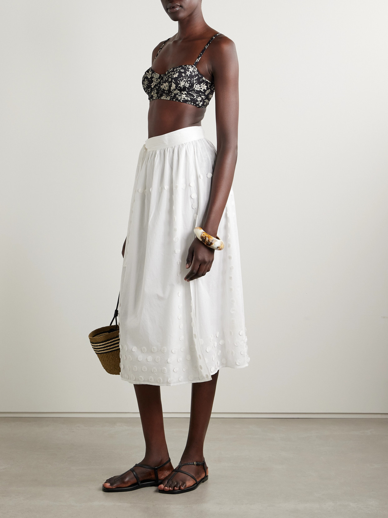 Ulla Johnson Kyla Appliquéd Cotton-voile Pareo In White