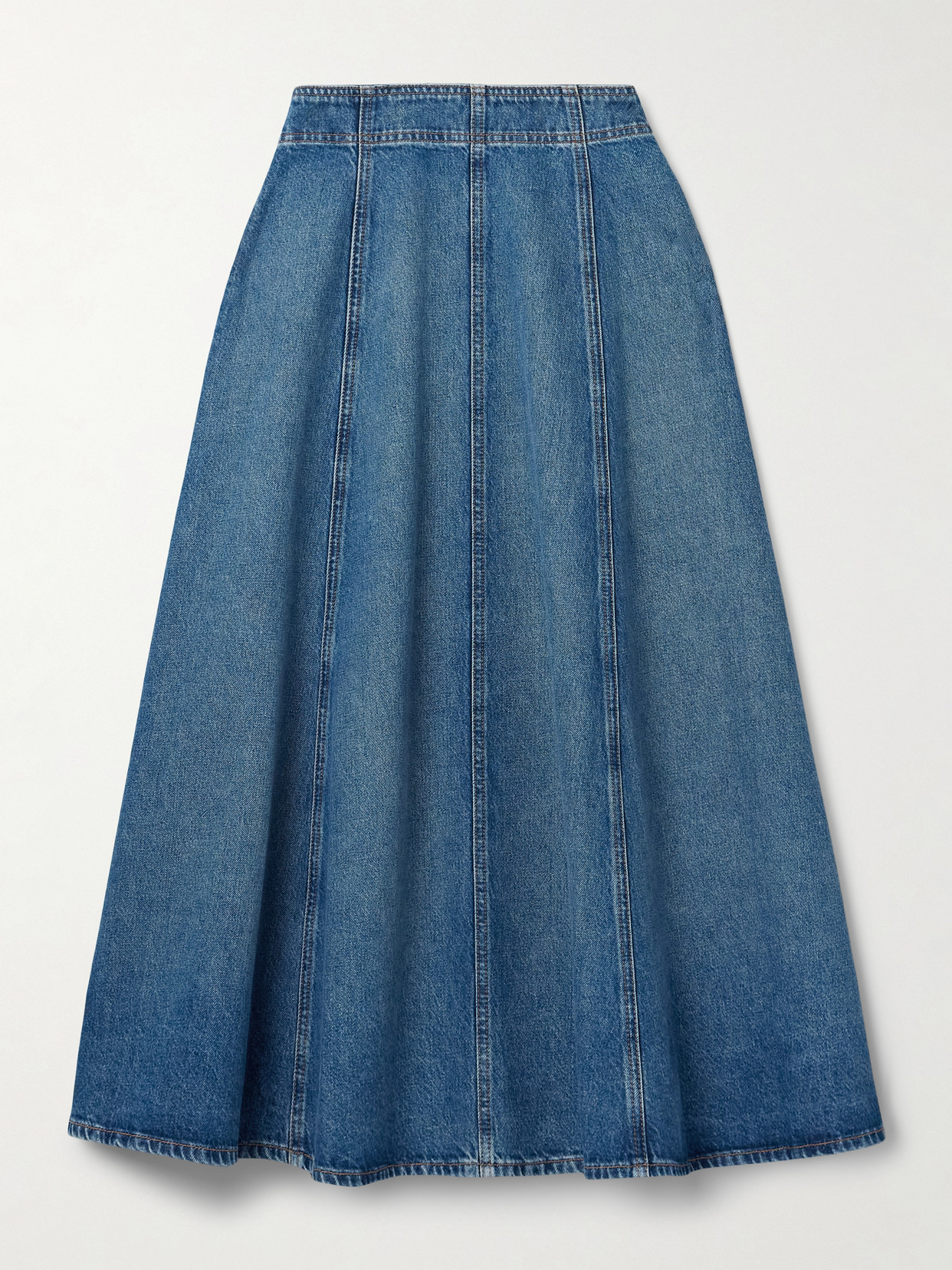 Ulla Johnson The Uma Denim Midi Skirt In Blue