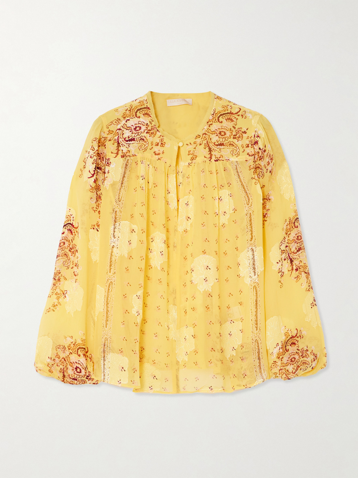 Ulla Johnson Aster Picot-trimmed Printed Silk-blend Crepon Blouse