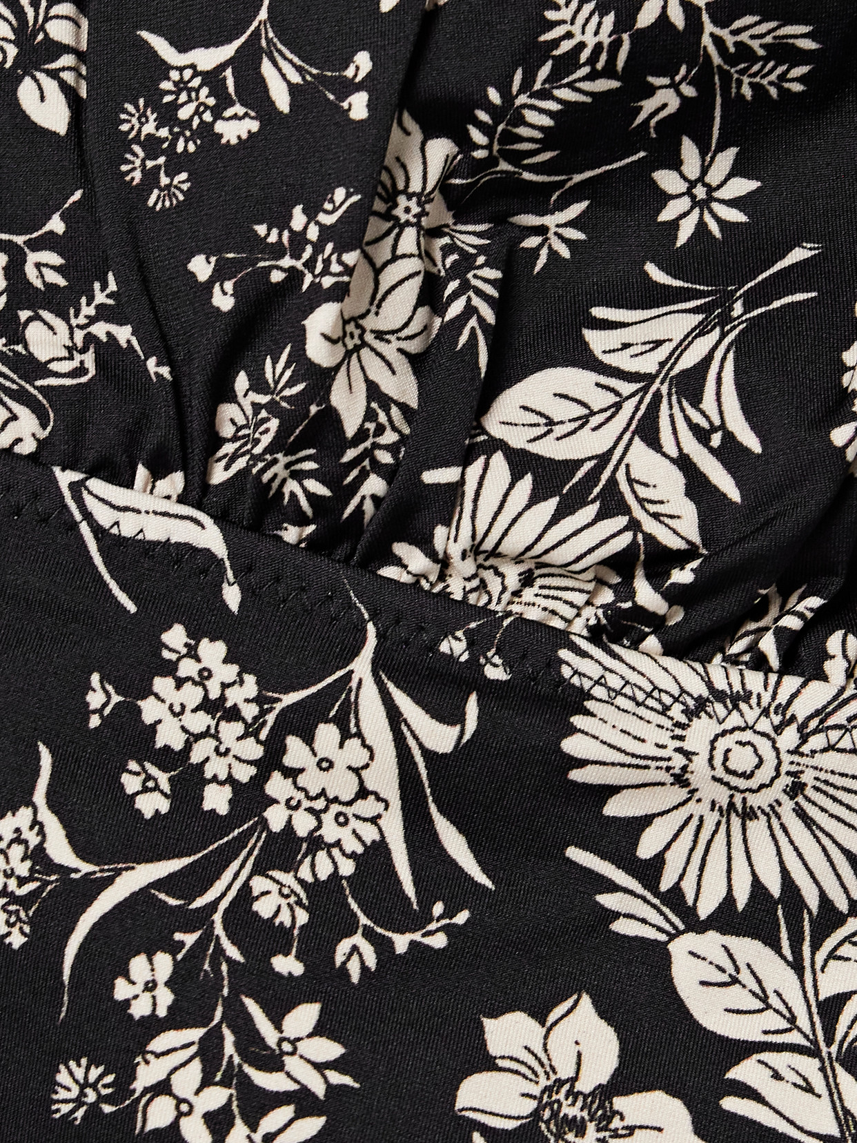 Ulla Johnson Zahara Gathered Floral-print Underwired Swimsuit In Black