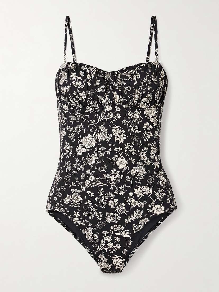 Ulla Johnson Zahara Gathered Floral-print Underwired Swimsuit