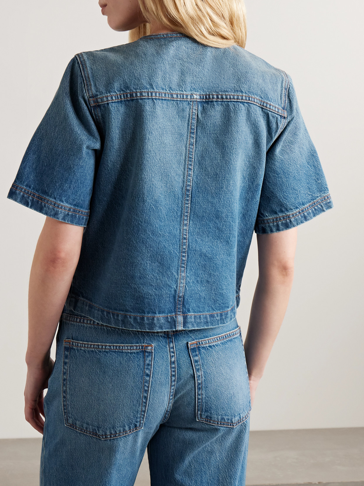 Ulla Johnson The Serge Short Sleeve Jacket In Danube In Blue