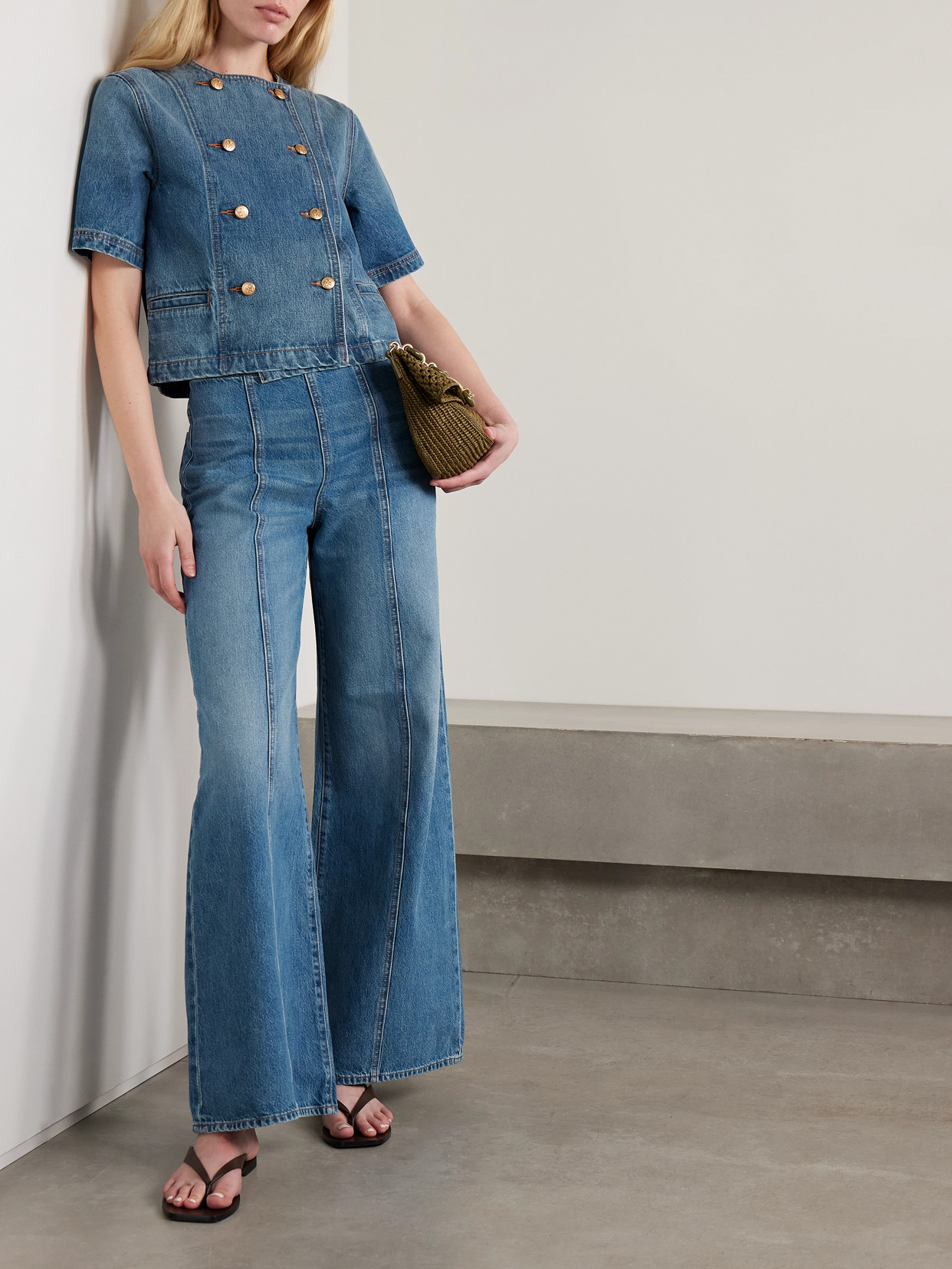 Ulla Johnson The Serge Short Sleeve Jacket In Danube In Blue